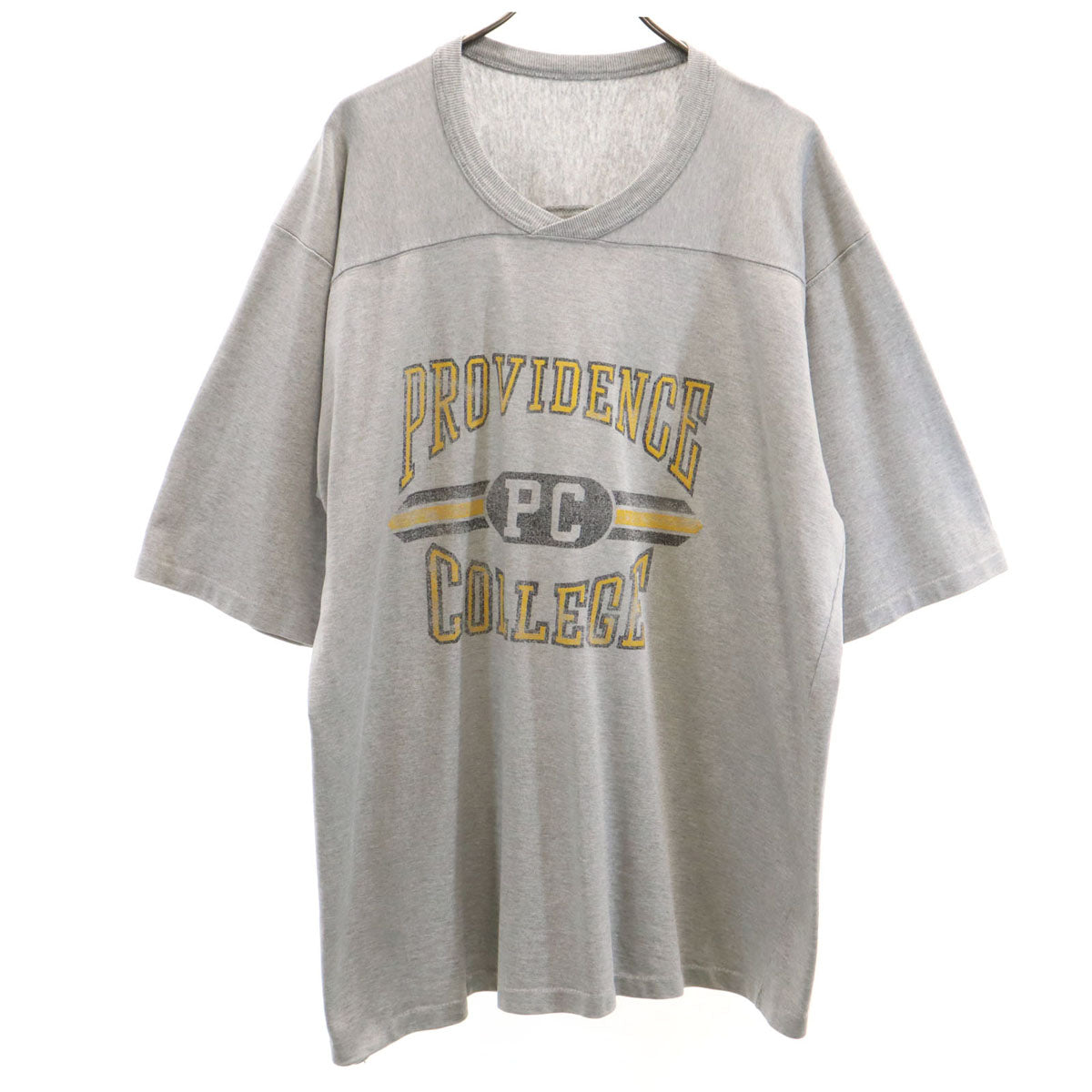 VINTAGE ヴィンテージ 80s カレッジ 半袖 フットボール シャツ グレー シングルステッチ メンズ