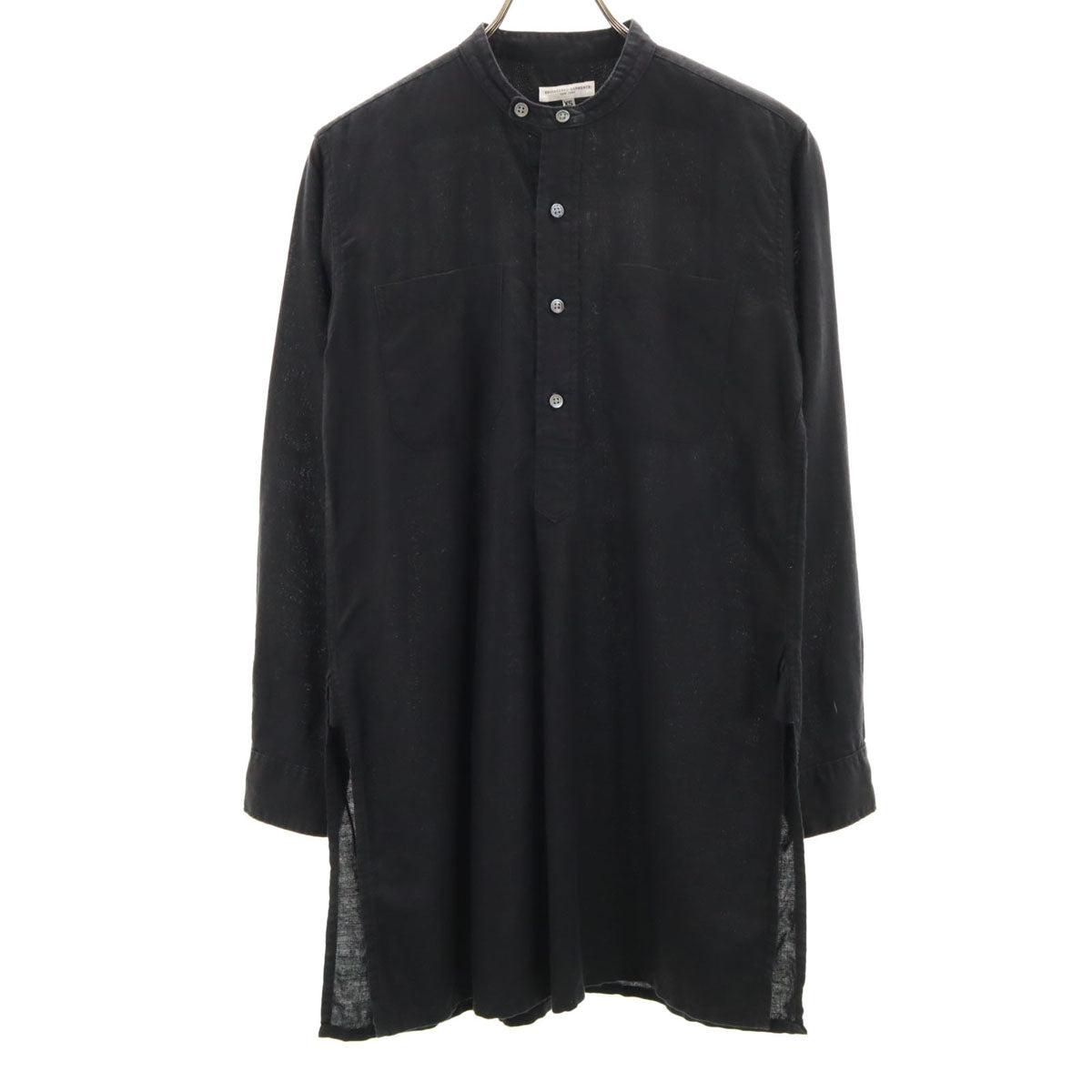 ENGINEERED GARMENTS エンジニアドガーメンツ USA製 リネンブレンド 長袖 ハーフボタン シャツ XS 黒 プルオーバー メンズ