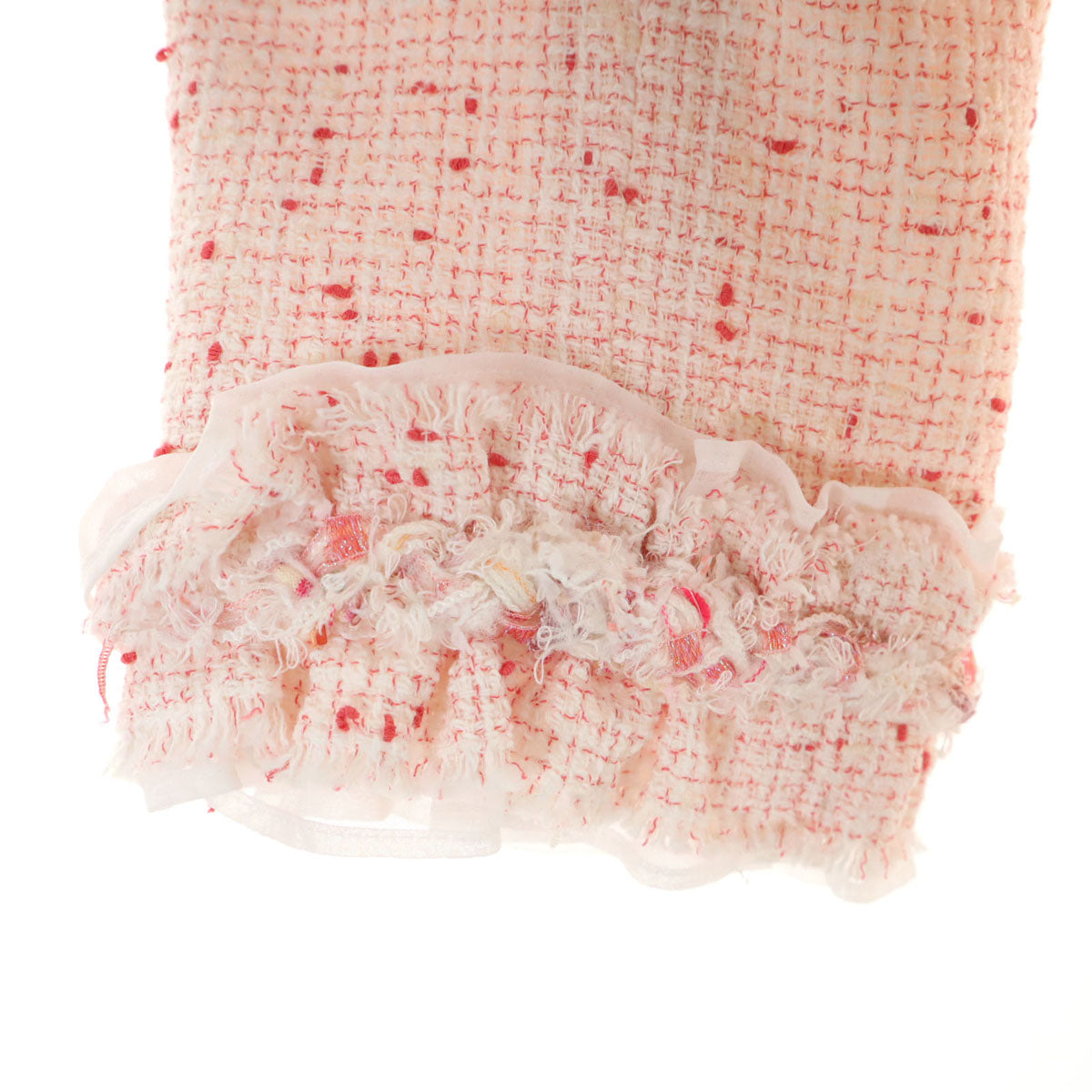 未使用 Rene ルネ 日本製 5分袖 ツイード ジャケット 34 ピンク系 レディース