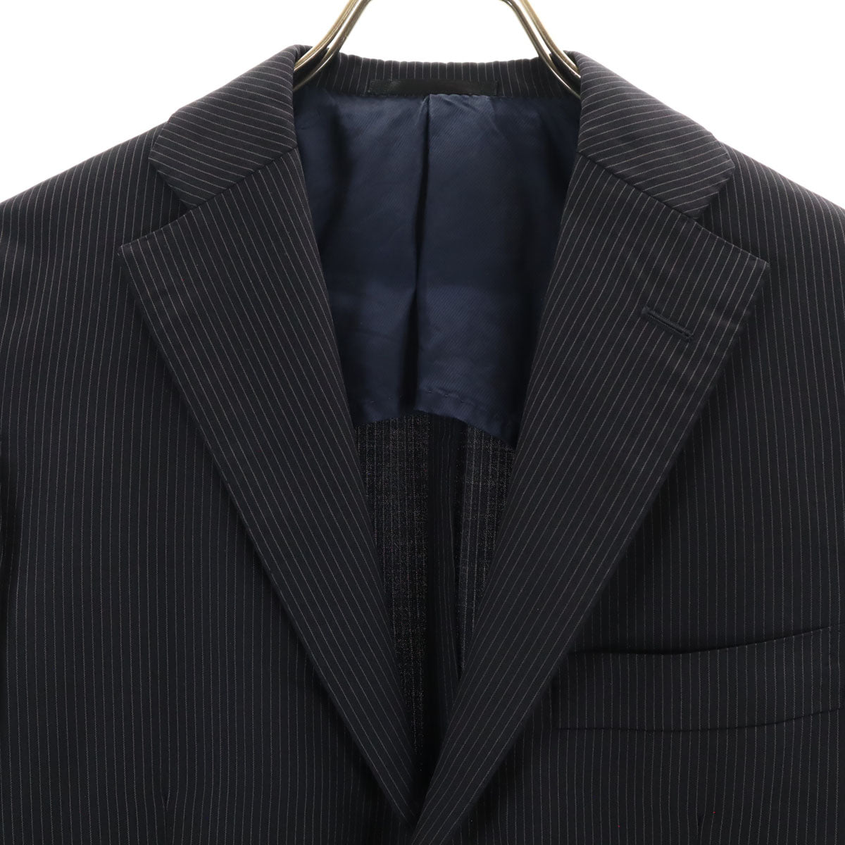 TOMORROWLAND トゥモローランド ウールブレンド ストライプ柄 長袖 テーラードジャケット 44 ネイビー メンズ