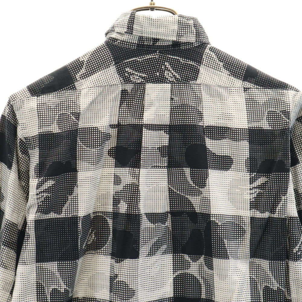 A BATHING APE アベイシングエイプ 日本製 総柄 長袖 ボタンダウンシャツ M ホワイト 他 メンズ