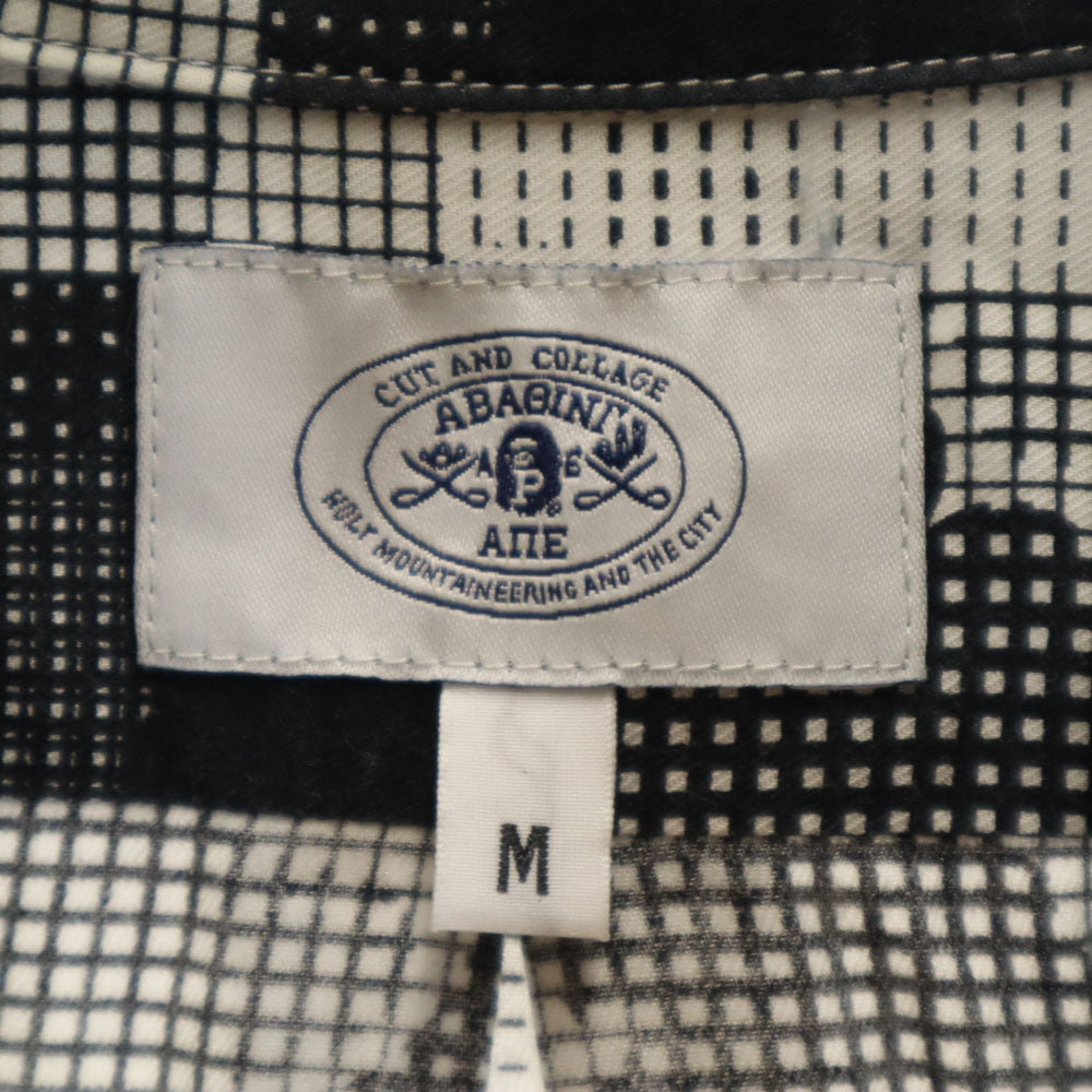 A BATHING APE アベイシングエイプ 日本製 総柄 長袖 ボタンダウンシャツ M ホワイト 他 メンズ