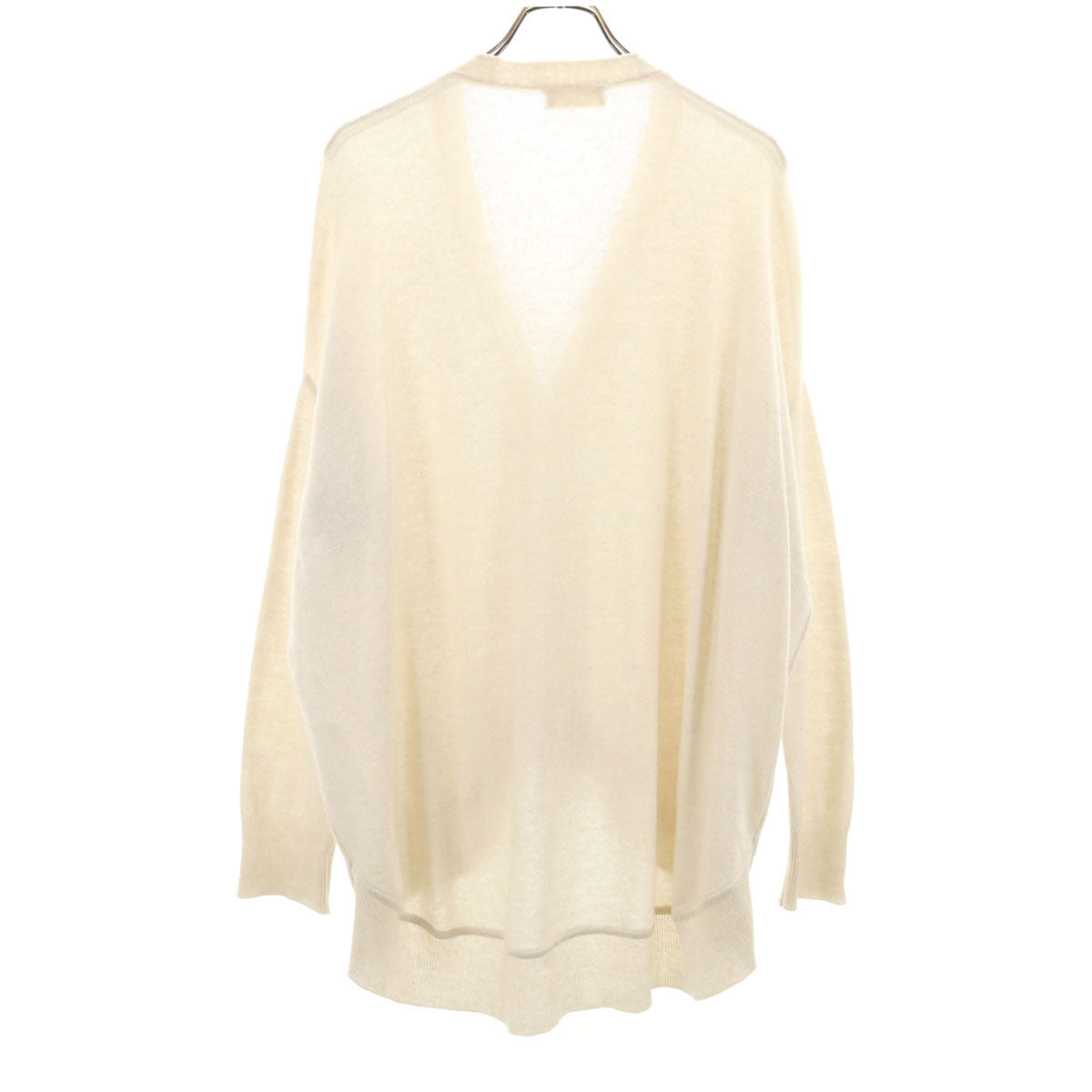 ma`ry`ya マリア イタリア製 リネンブレンド 長袖 Vネック ニットカーディガン M アイボリー レディース