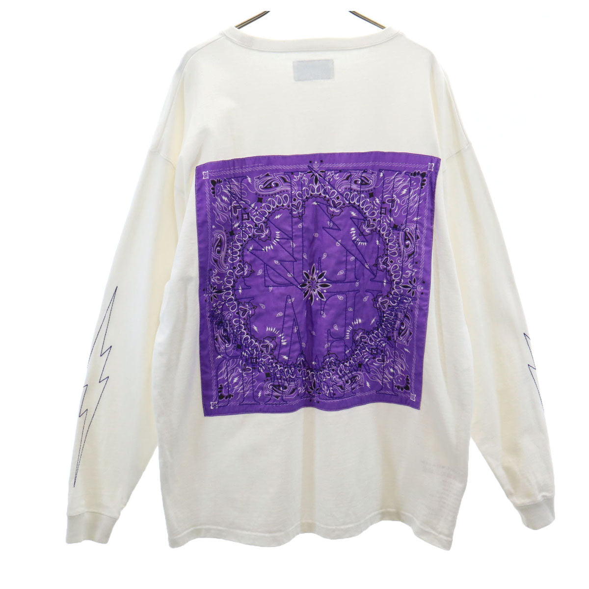 TAIN DOUBLEPUSH タインダブルプッシュ バック バンダナ 長袖 Tシャツ L ホワイト ロンT メンズ