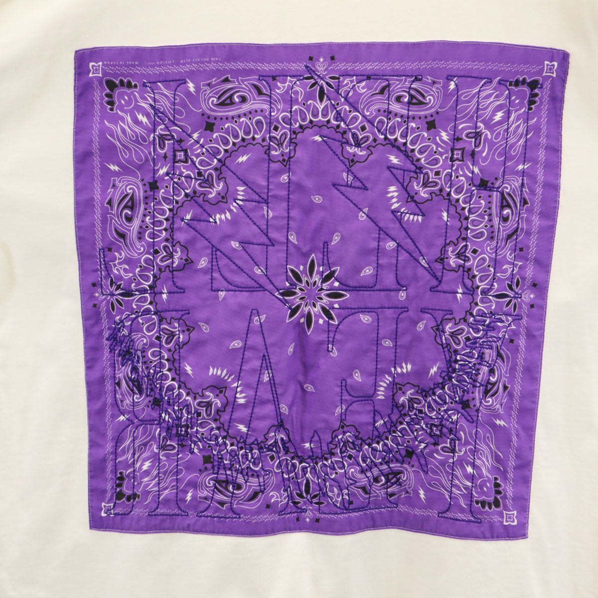 TAIN DOUBLEPUSH タインダブルプッシュ バック バンダナ 長袖 Tシャツ L ホワイト ロンT メンズ