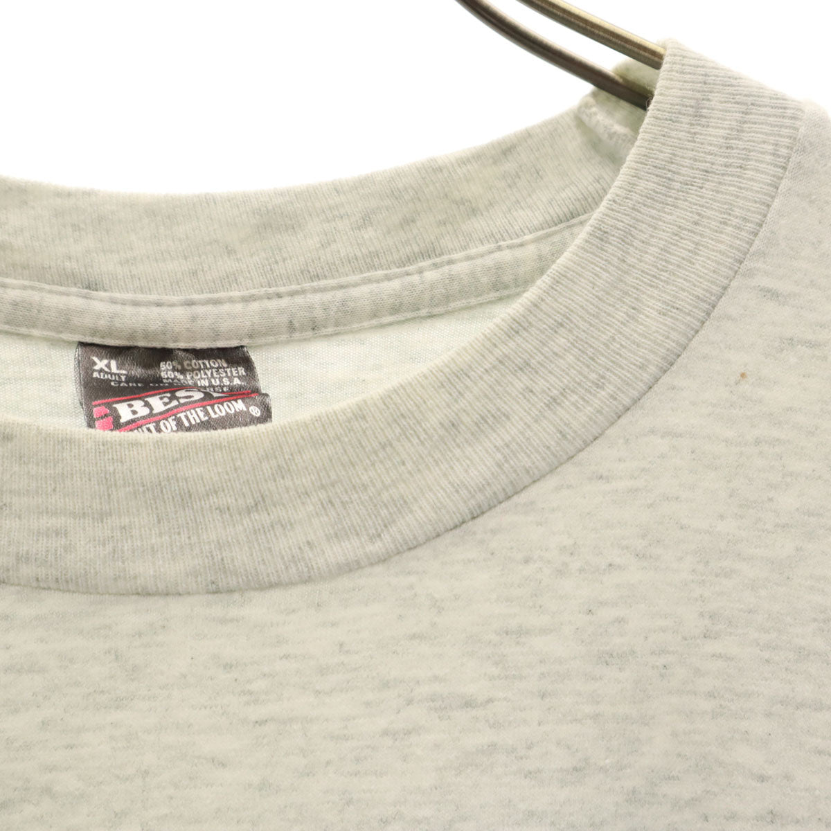 FRUIT OF THE LOOM BEST フルーツオブザルーム ベスト 90s USA製 オールド バック フィッシング プリント 半袖 Tシャツ XL グレー シングルステッチ シャーク 鮫 メンズ