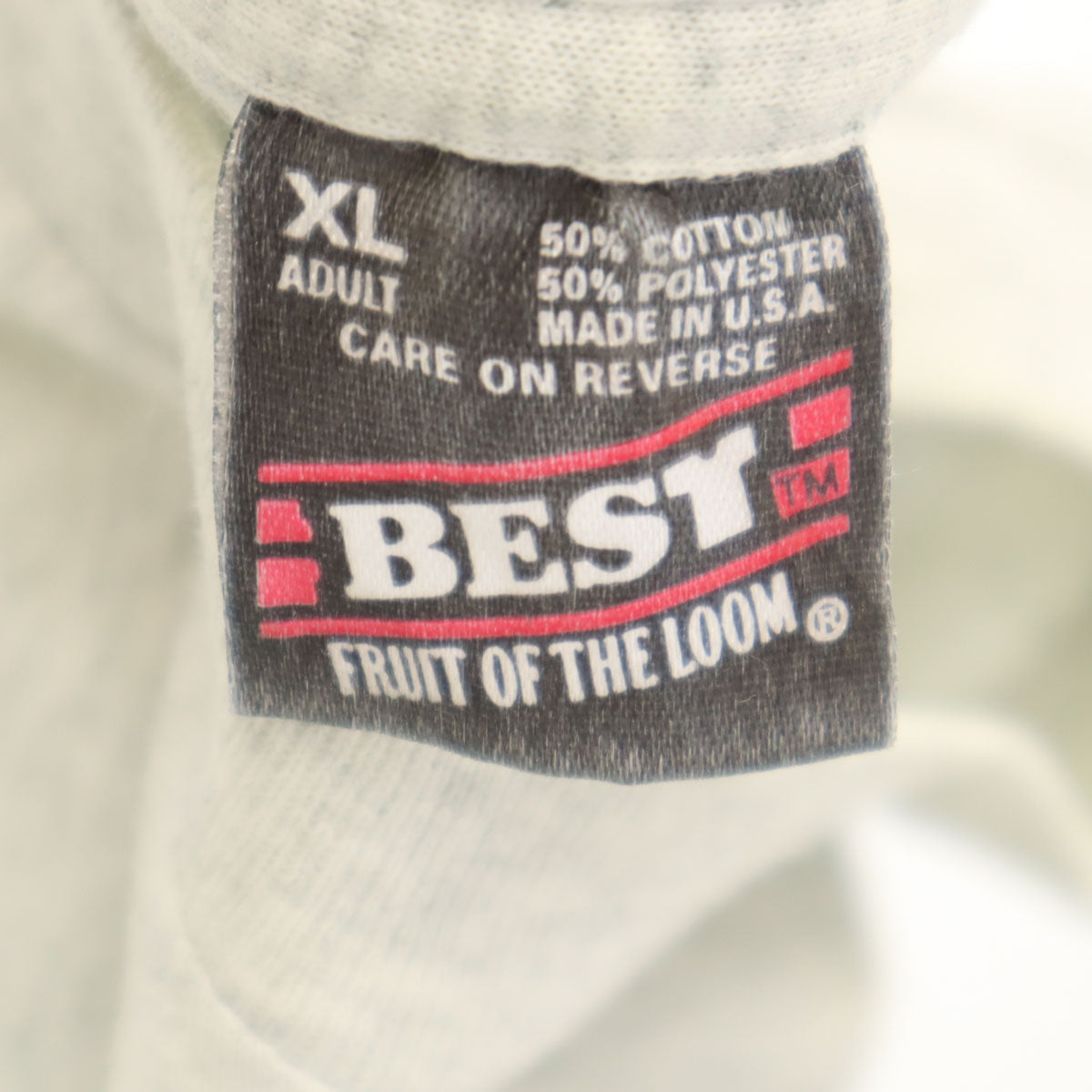FRUIT OF THE LOOM BEST フルーツオブザルーム ベスト 90s USA製 オールド バック フィッシング プリント 半袖 Tシャツ XL グレー シングルステッチ シャーク 鮫 メンズ