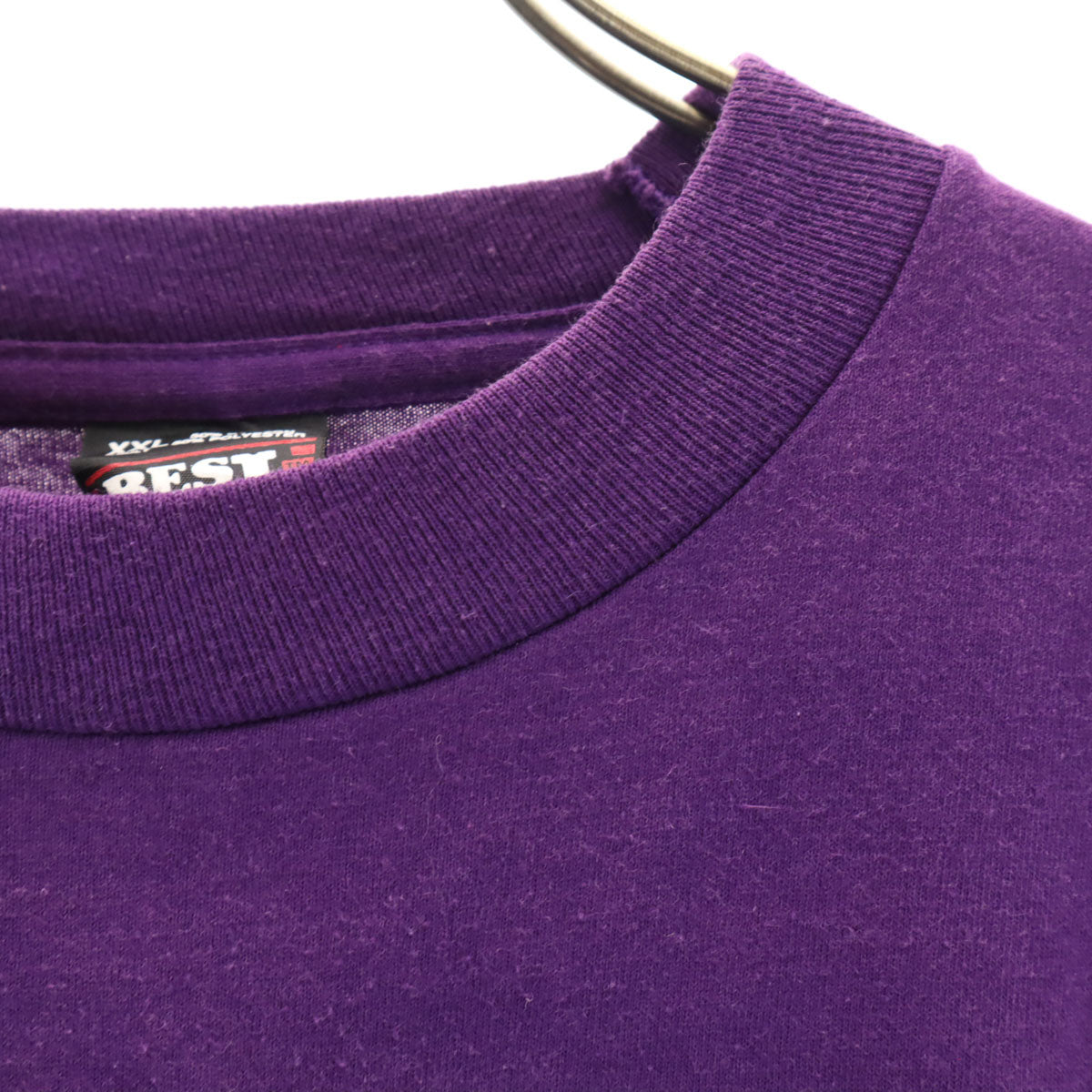 FRUIT OF THE LOOM BEST フルーツオブザルーム ベスト 90s USA製 オールド メッセージ プリント 半袖 Tシャツ XXL パープル シングルステッチ ビッグサイズ メンズ