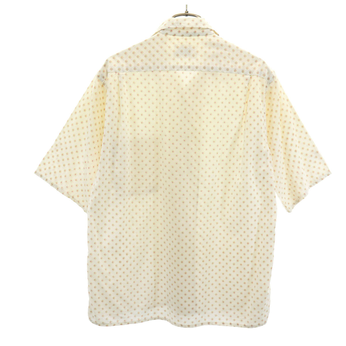 Style Guild 60s ヴィンテージ 総柄 半袖 オープンカラーシャツ S 生成り メンズ