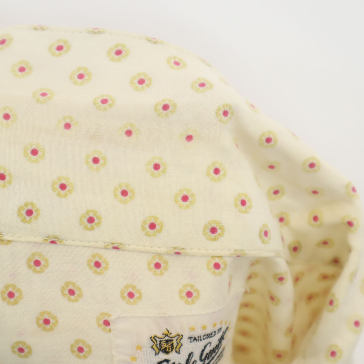 Style Guild 60s ヴィンテージ 総柄 半袖 オープンカラーシャツ S 生成り メンズ