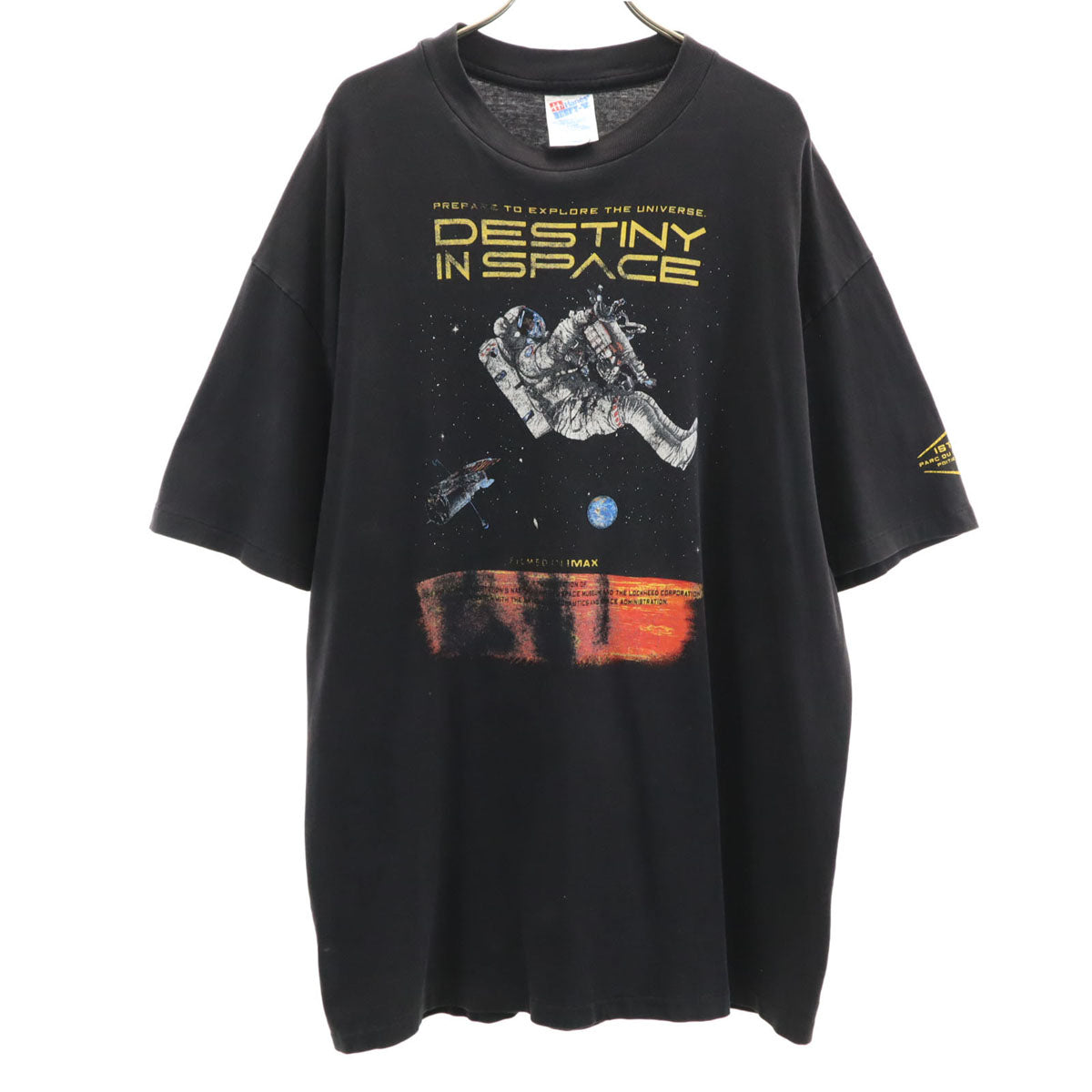 Hanes ヘインズ 90s オールド USA製 US NAVY 海軍 DESTINY IN SPACE 半袖 Tシャツ XL ブラック BEEFY-T シングルステッチ メンズ