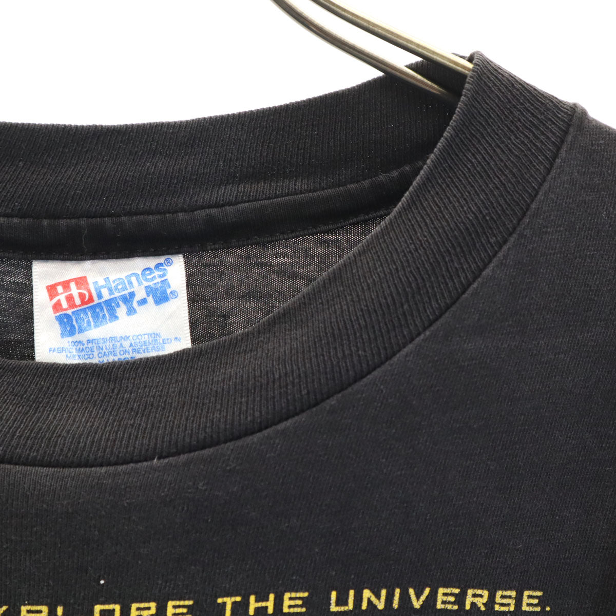 Hanes ヘインズ 90s オールド USA製 US NAVY 海軍 DESTINY IN SPACE 半袖 Tシャツ XL ブラック BEEFY-T シングルステッチ メンズ