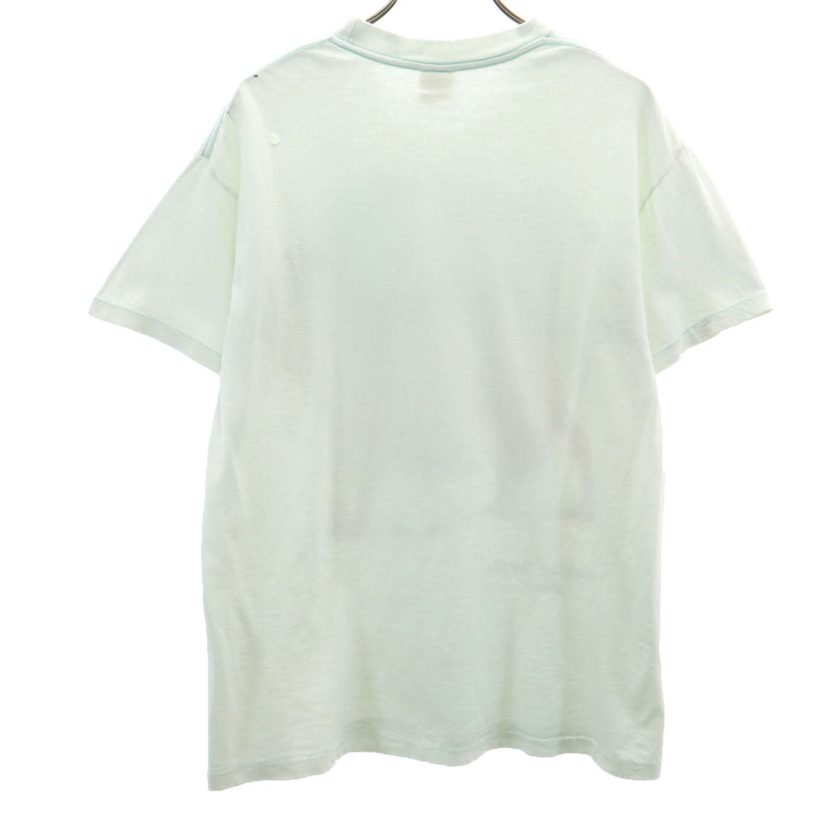 HABITAT ハビタット 90s USA製 オールド オオカミ 半袖 Tシャツ M グリーンホワイト系 シングルステッチ アニマル柄 メンズ