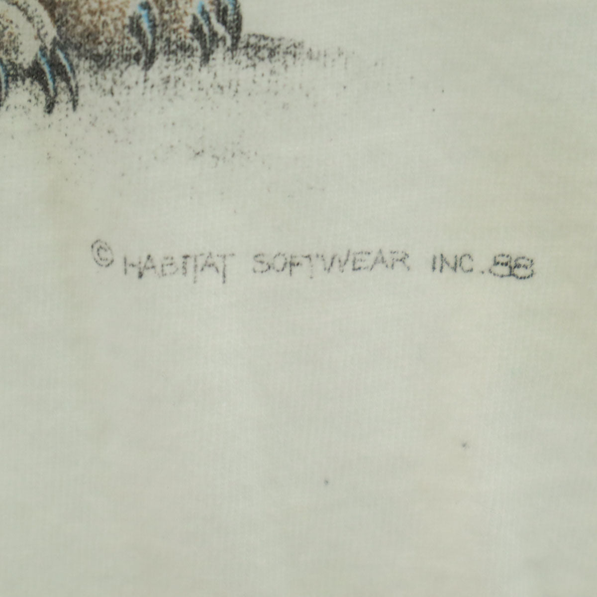 HABITAT ハビタット 90s USA製 オールド オオカミ 半袖 Tシャツ M グリーンホワイト系 シングルステッチ アニマル柄 メンズ