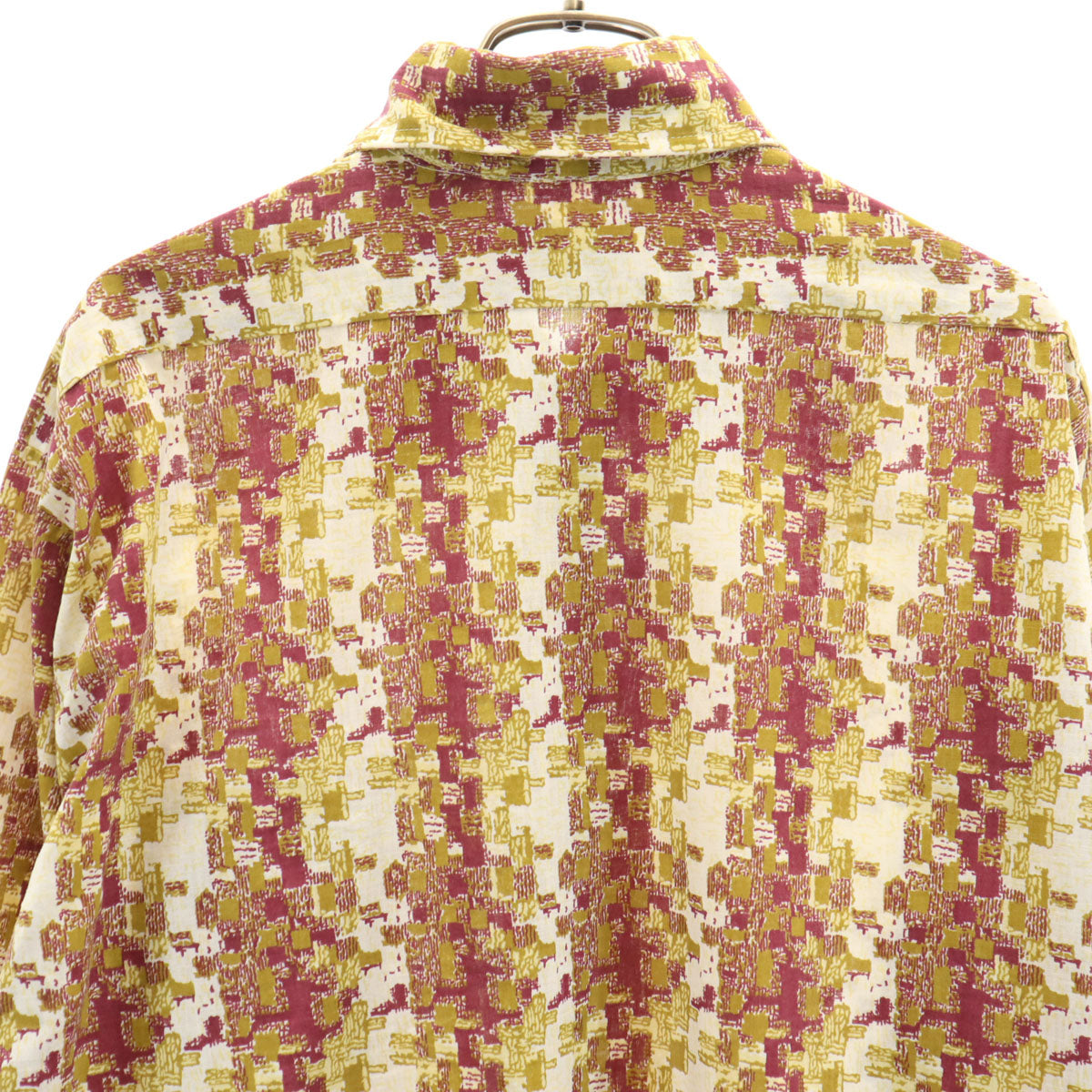Cambridge 70s ヴィンテージ 総柄 長袖 シャツ L ボルドー メンズ