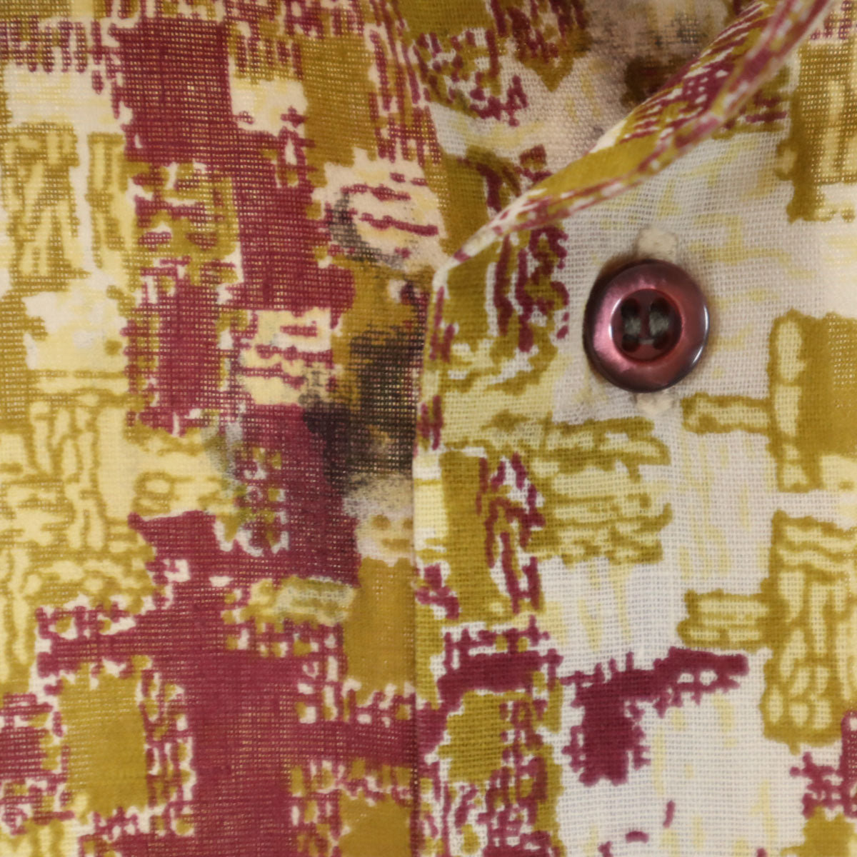 Cambridge 70s ヴィンテージ 総柄 長袖 シャツ L ボルドー メンズ