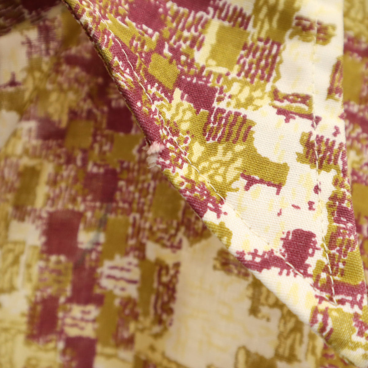 Cambridge 70s ヴィンテージ 総柄 長袖 シャツ L ボルドー メンズ