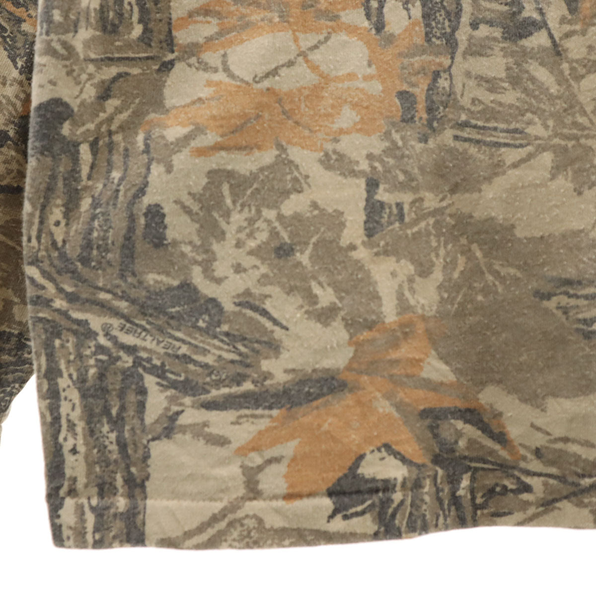 RED HEAD レッドヘッド 90s USA製 オールド リアルツリー柄 長袖 モックタートルネック Tシャツ L ブラウン ロンT メンズ