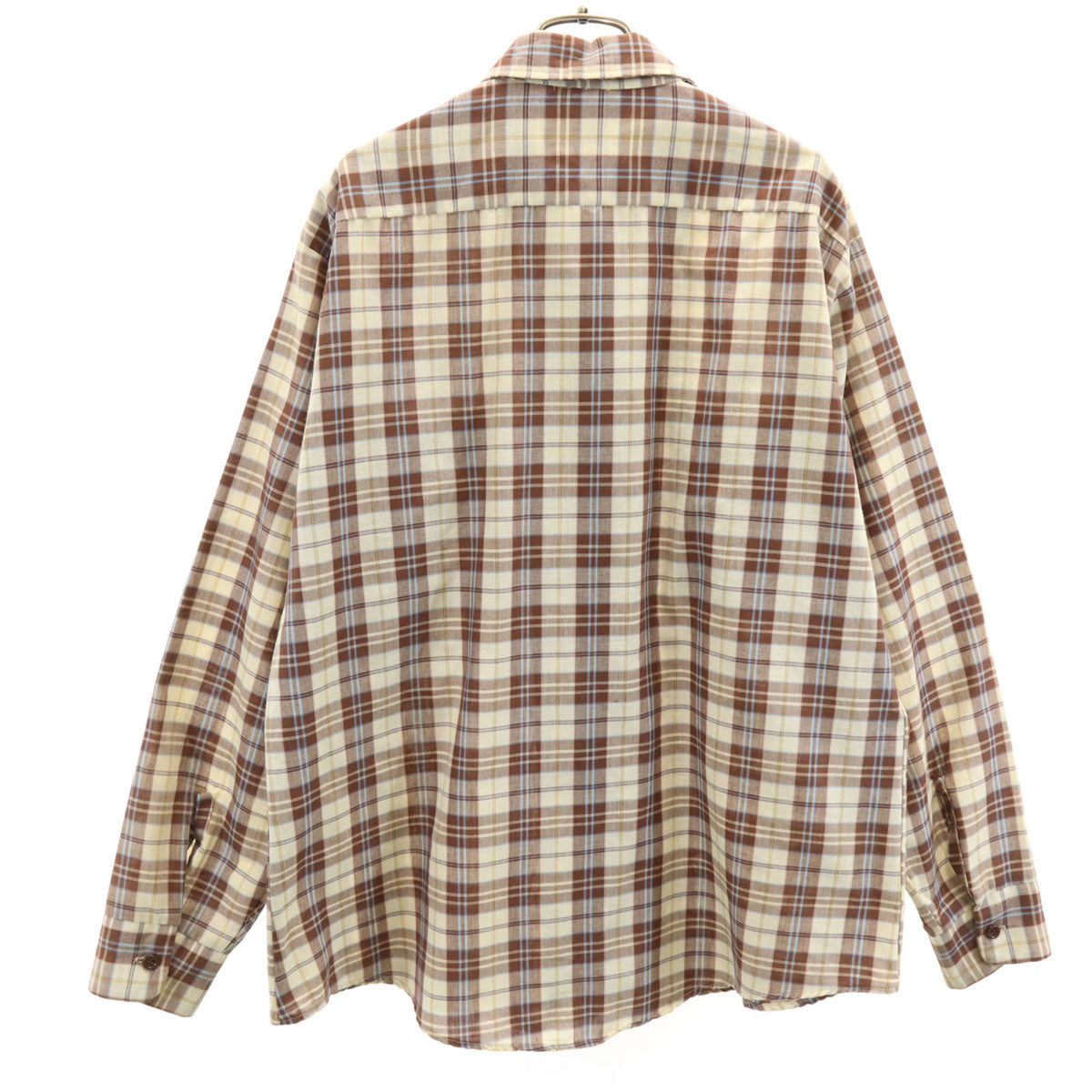 Sears シアーズ 70s USA製 ヴィンテージ チェック柄 長袖 CPO シャツ L ブラウン メンズ