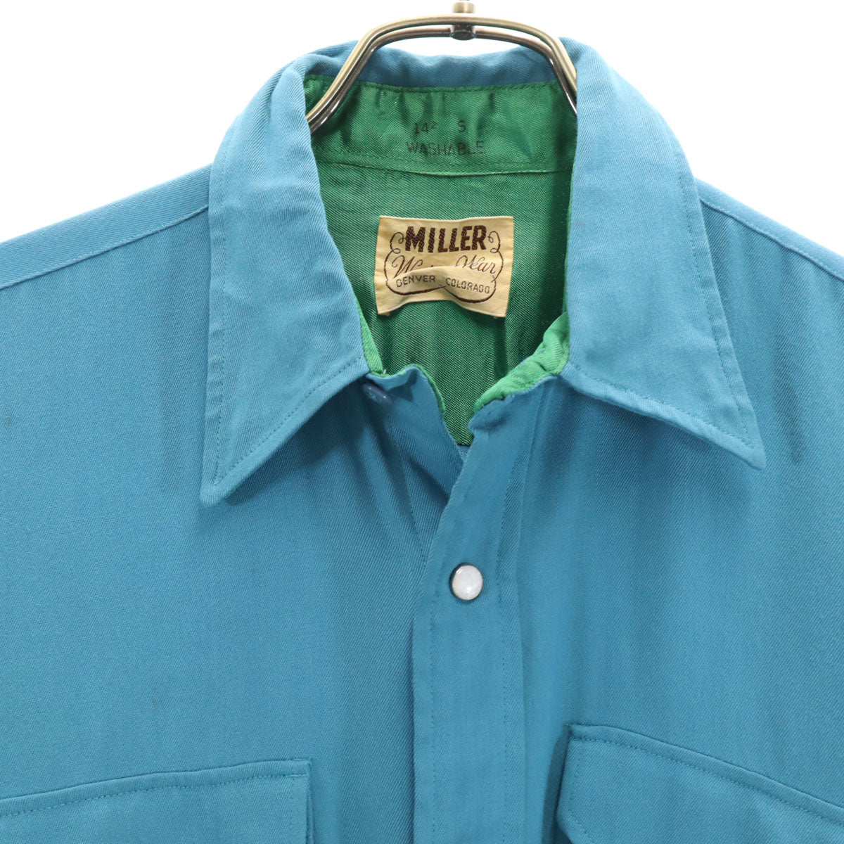 MILLER ミラー 50s ヴィンテージ 長袖 シャツ S 青緑 メンズ