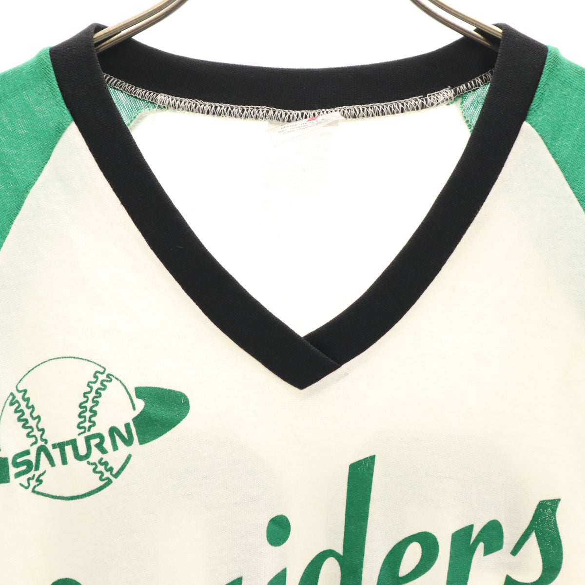 Swingster スイングスター 80s 90s USA製 オールド 半袖 Vネック Tシャツ L グリーン系 野球 メンズ