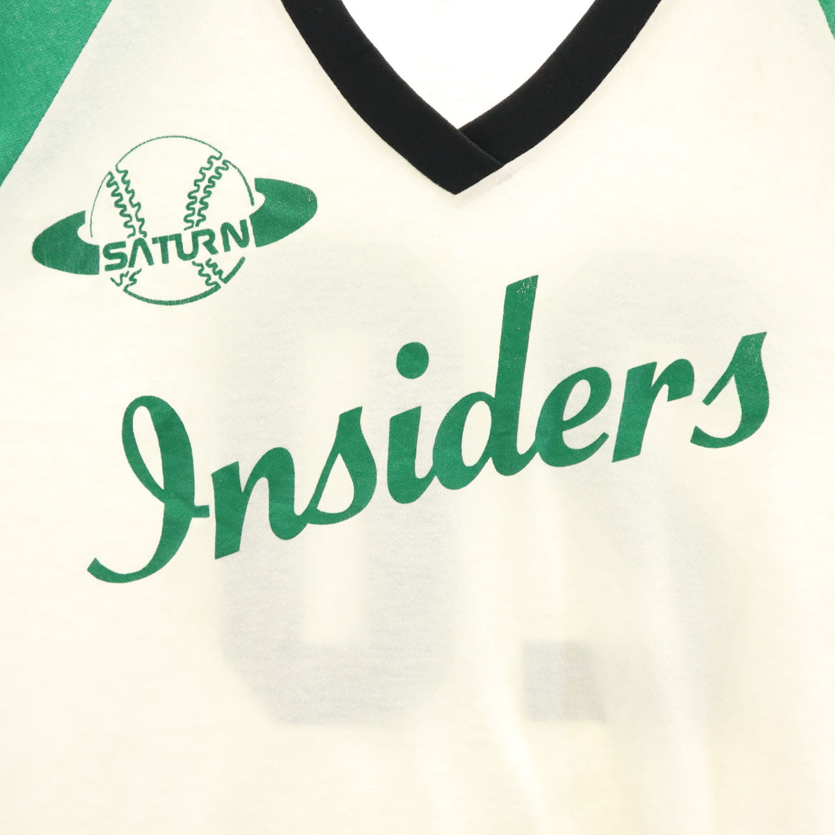 Swingster スイングスター 80s 90s USA製 オールド 半袖 Vネック Tシャツ L グリーン系 野球 メンズ