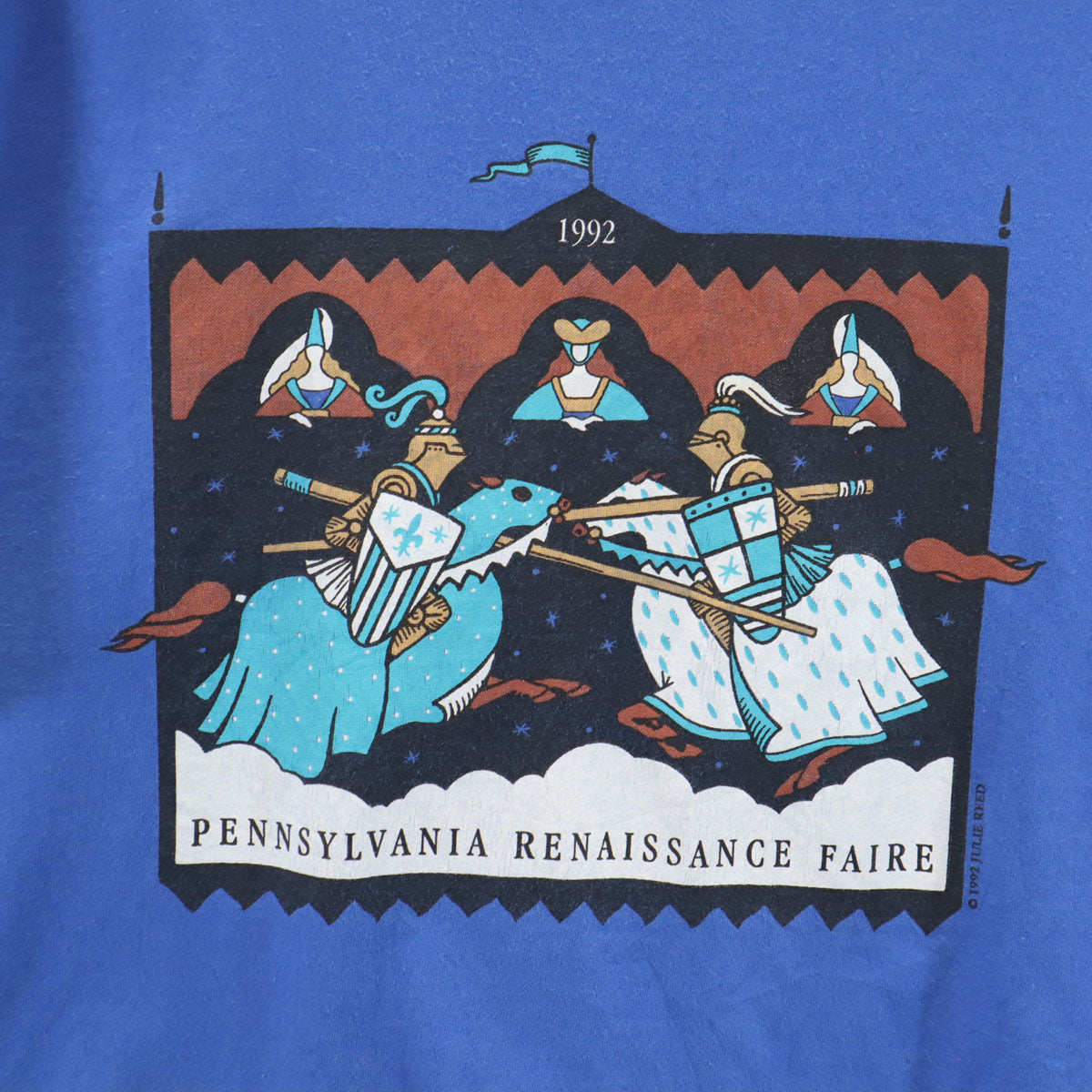 OLD オールド 90s プリント 半袖 Tシャツ ブルー シングルステッチ メンズ