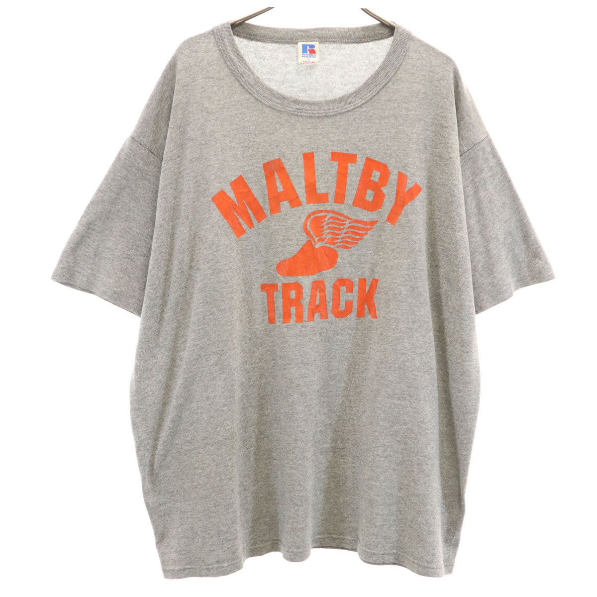 RUSSELL ATHLETIC ラッセルアスレチック 90s USA製 オールド プリント 半袖 Tシャツ XL グレー メンズ