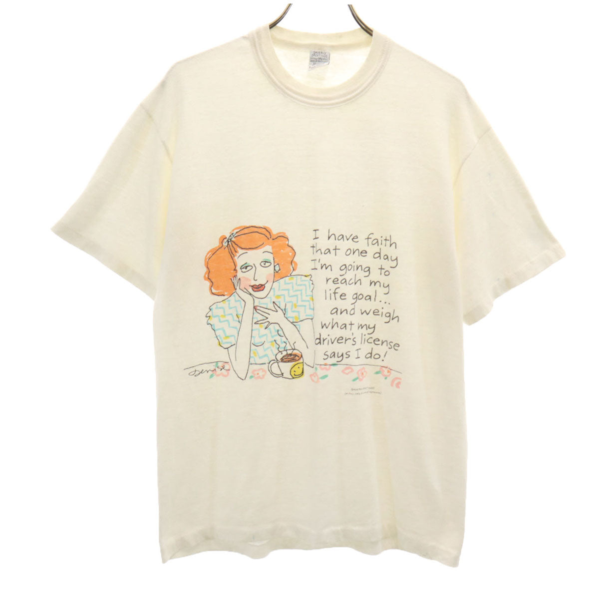 SHOEBOX GREETINGS 90s USA製 オールド 半袖 Tシャツ M ホワイト シングルステッチ メンズ