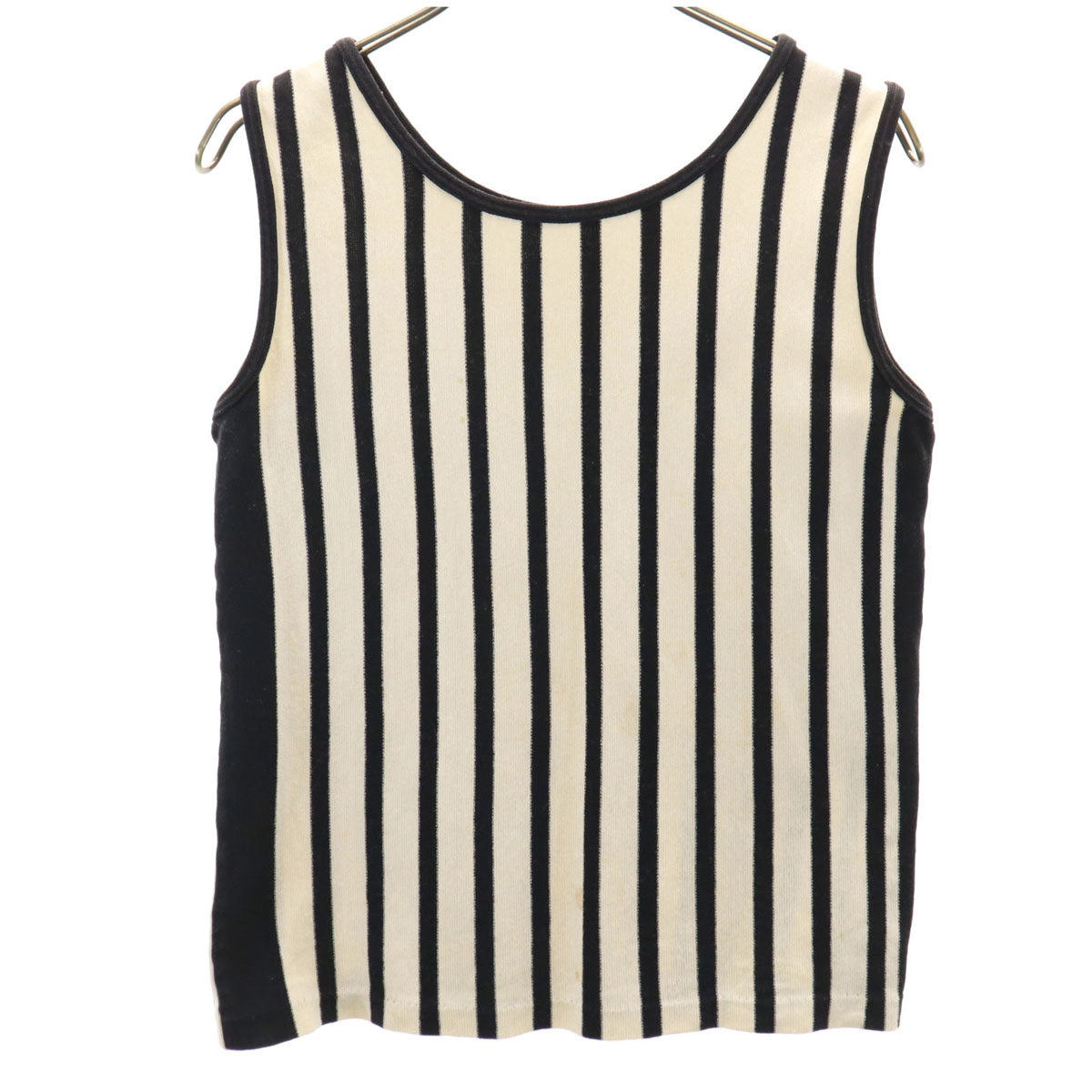 i.s. ISSEY MIYAKE アイエス イッセイミヤケ 90s 日本製 オールド ストライプ柄 ノースリーブ ニット 9 アイボリー レディース