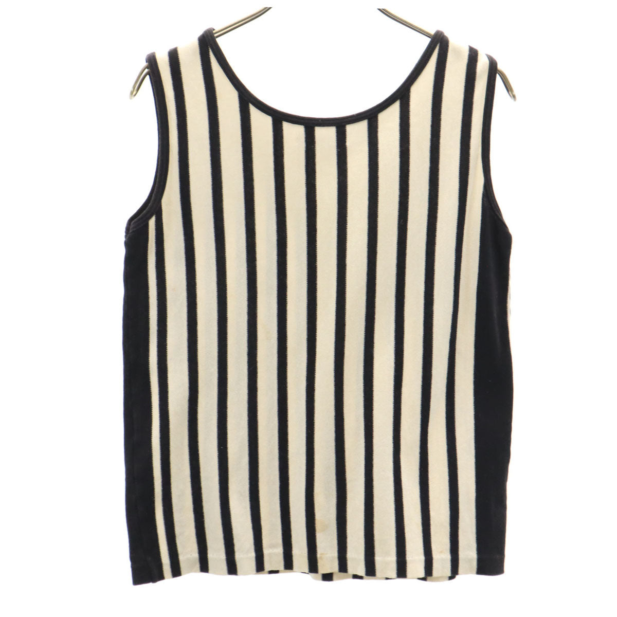 i.s. ISSEY MIYAKE アイエス イッセイミヤケ 90s 日本製 オールド ストライプ柄 ノースリーブ ニット 9 アイボリー レディース