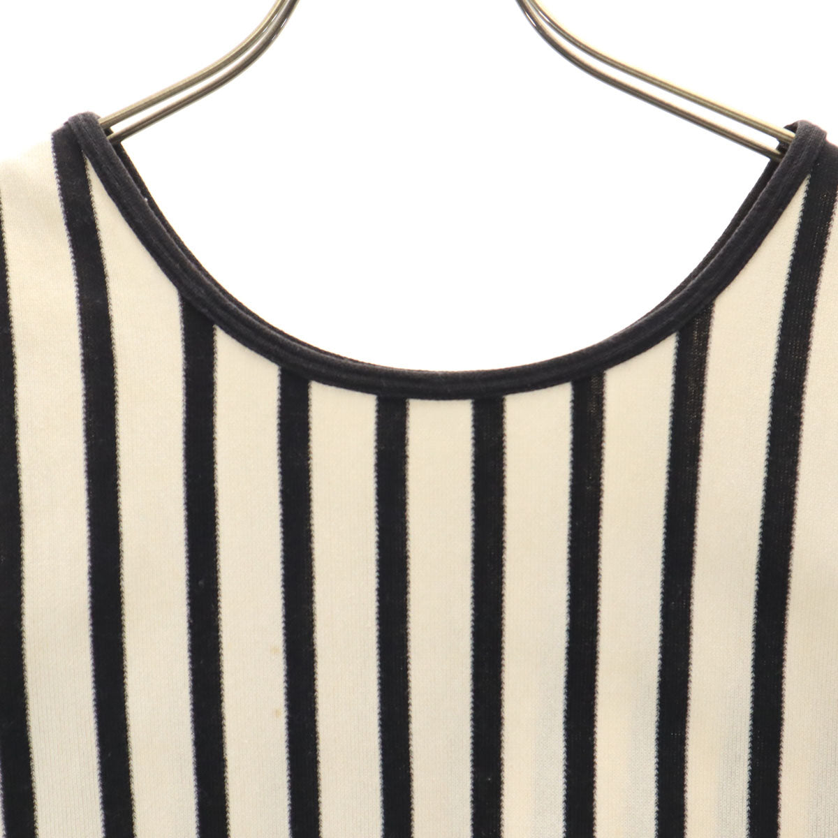 i.s. ISSEY MIYAKE アイエス イッセイミヤケ 90s 日本製 オールド ストライプ柄 ノースリーブ ニット 9 アイボリー レディース