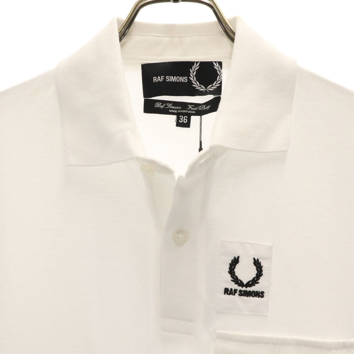 RAF SIMONS ラフシモンズ 未使用 FRED PERRY フレッドペリー コラボ ポルトガル製 半袖 ポロシャツ 36 ホワイト メンズ