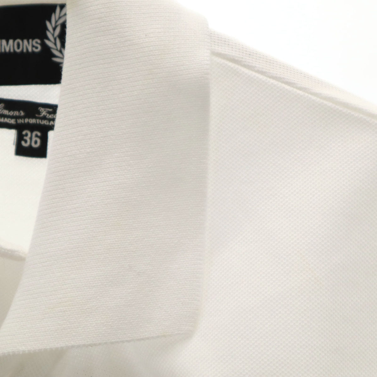 RAF SIMONS ラフシモンズ 未使用 FRED PERRY フレッドペリー コラボ ポルトガル製 半袖 ポロシャツ 36 ホワイト メンズ