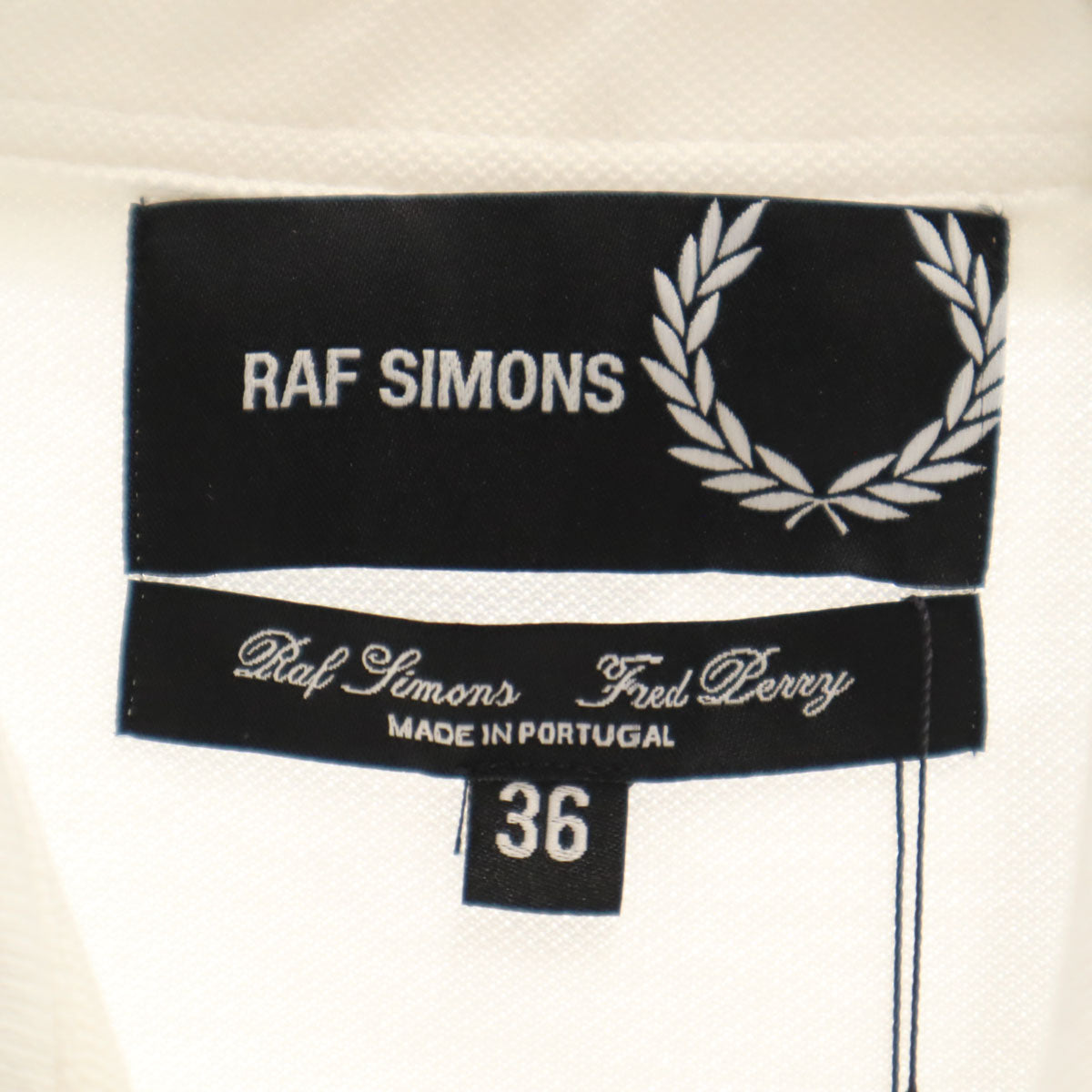 RAF SIMONS ラフシモンズ 未使用 FRED PERRY フレッドペリー コラボ ポルトガル製 半袖 ポロシャツ 36 ホワイト メンズ