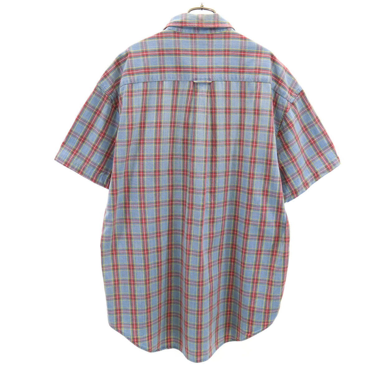 GAP ギャップ 90s オールド チェック柄 半袖 ボタンダウンシャツ XL 水色 メンズ