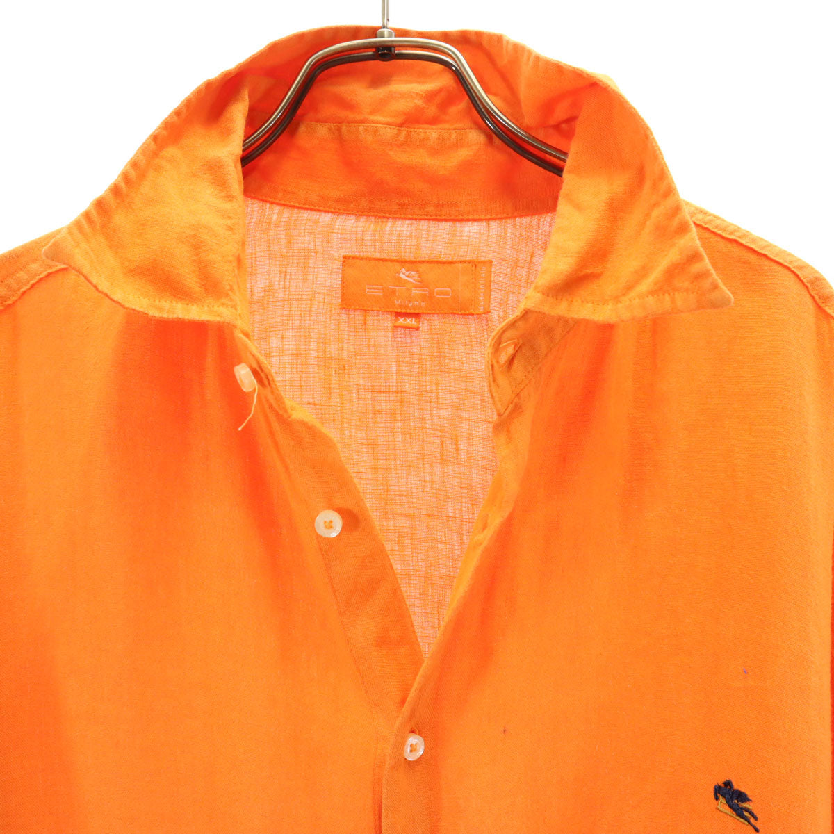 ETRO エトロ イタリア製 リネン 半袖 シャツ XXL オレンジ メンズ