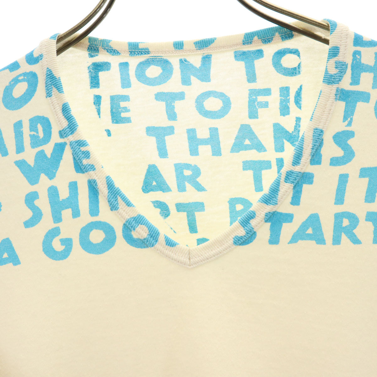 MARTIN MARGIELA マルタンマルジェラ 06SS エイズT 半袖 Vネック Tシャツ S アイボリー レディース