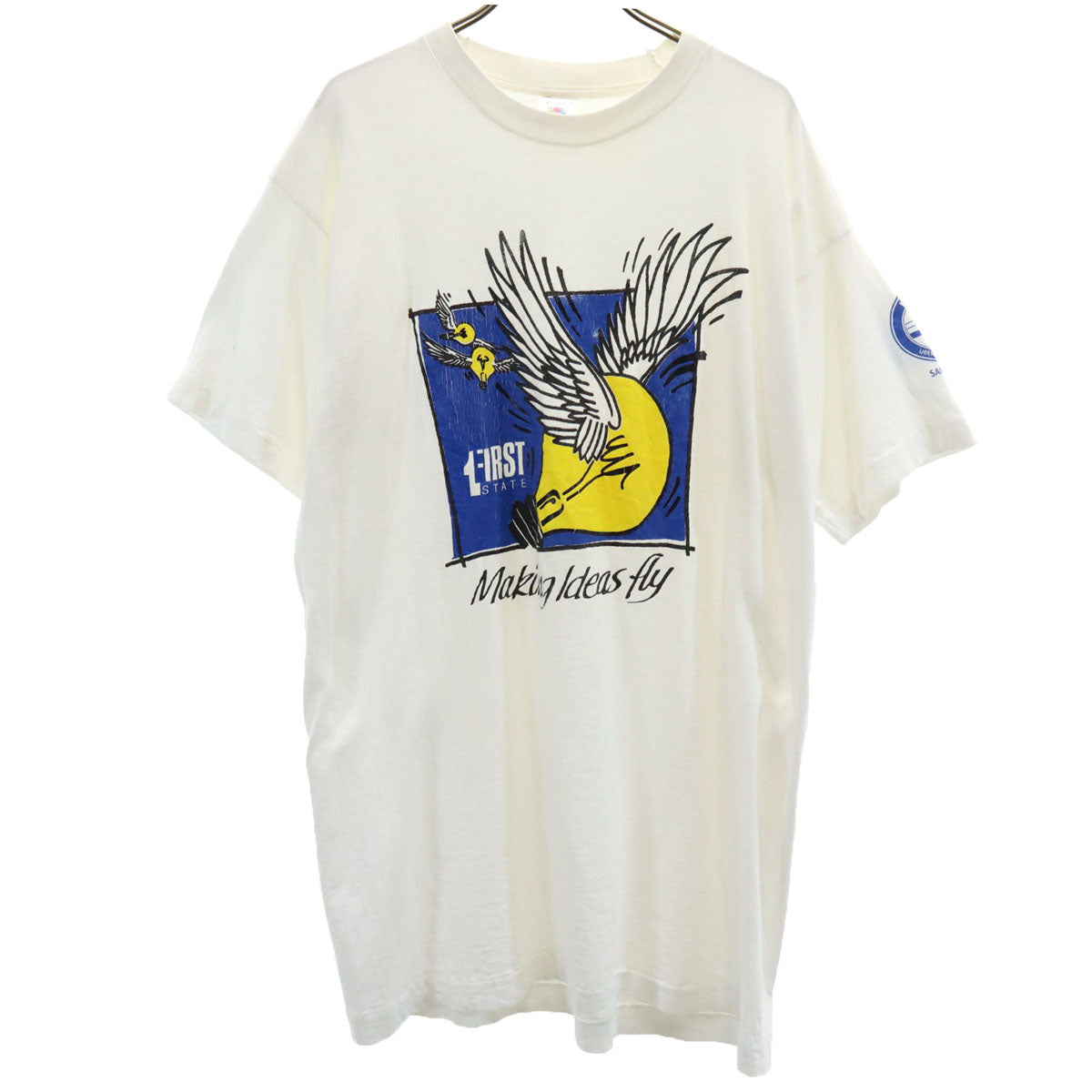 FRUIT OF THE LOOM フルーツオブザルーム 90s USA製 オールド Marking ideas fly 半袖 Tシャツ L ホワイト シングルステッチ メンズ
