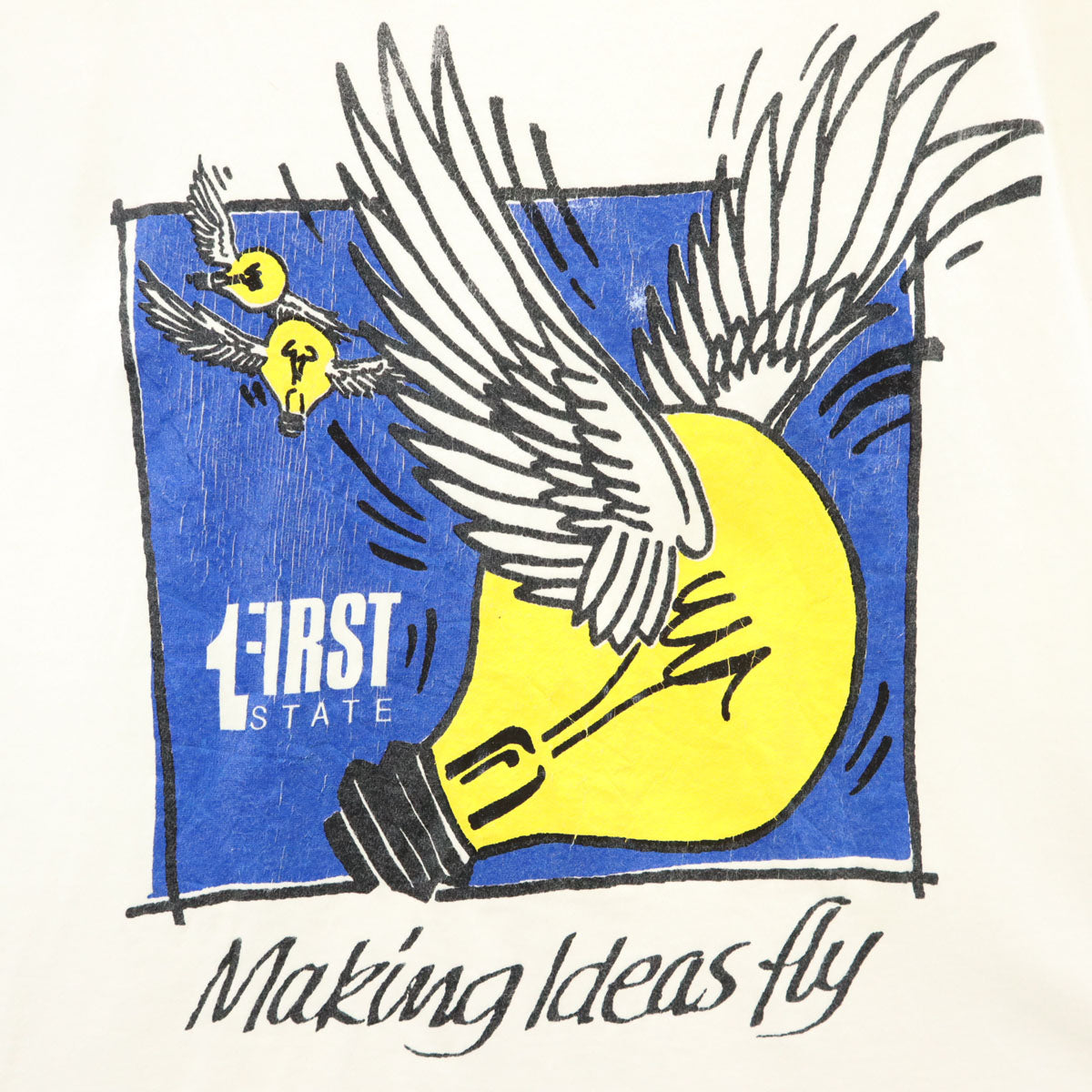 FRUIT OF THE LOOM フルーツオブザルーム 90s USA製 オールド Marking ideas fly 半袖 Tシャツ L ホワイト シングルステッチ メンズ
