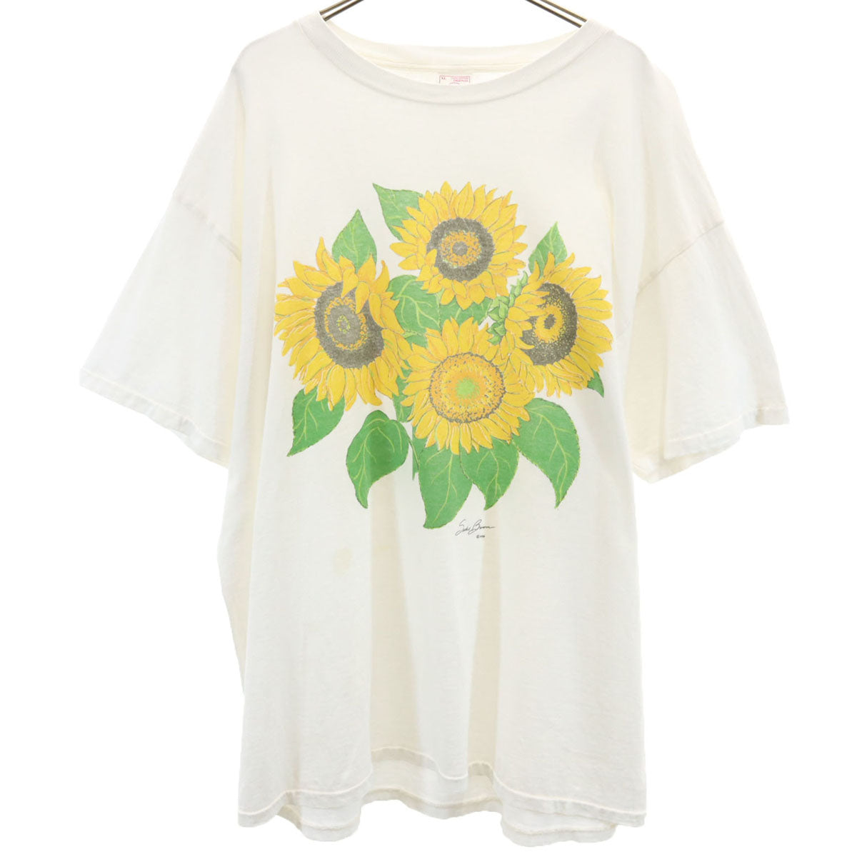 DELTA デルタ 90s オールド USA製 ひまわり 半袖 Tシャツ XL ホワイト シングルステッチ メンズ