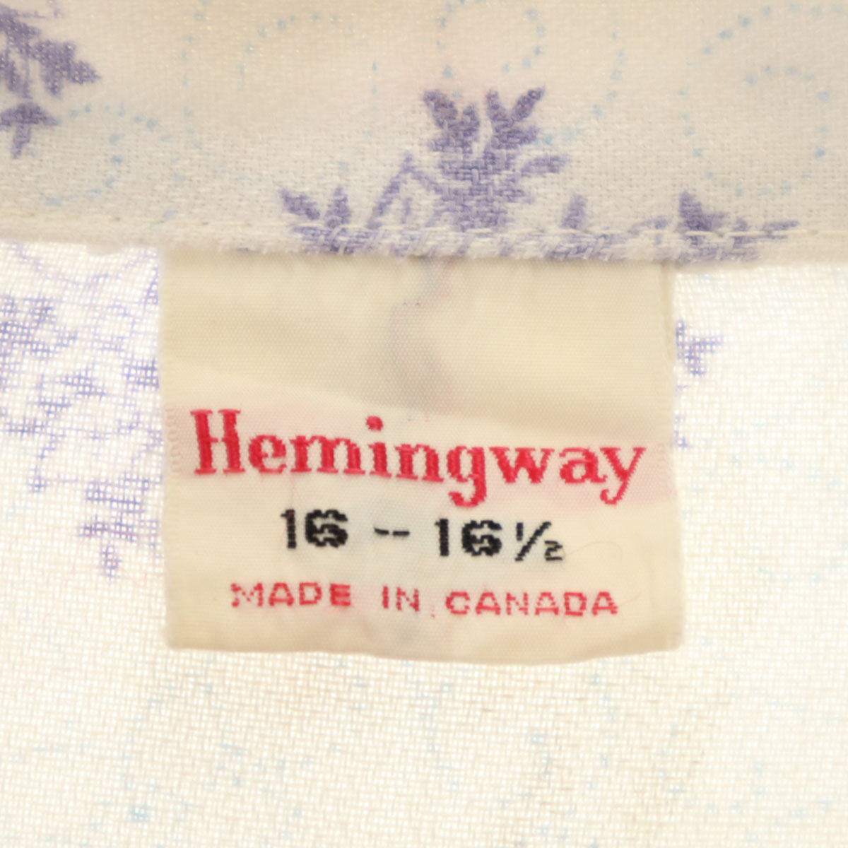 Hemingway ヘミングウェイ 70s 60s カナダ製 ヴィンテージ 花柄 長袖 シャツ 16-161/2 ホワイト メンズ