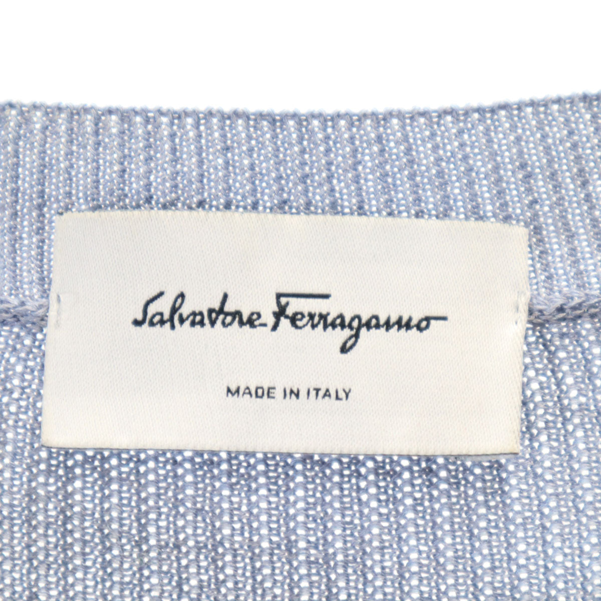 Salvatore Ferragamo サルヴァトーレフェラガモ イタリア製 シルクブレンド 長袖 ニット S ブラック メンズ