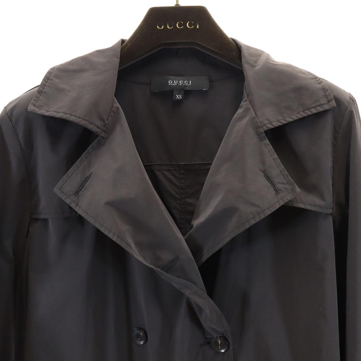 GUCCI グッチ イタリア製 トレンチ ジャケット XS チャコール 259360 ハンガー付き レディース