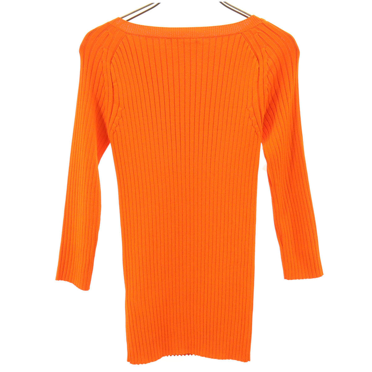GUCCI グッチ イタリア製 7分袖 ボートネック リブ ニット S オレンジ 371111 レディース