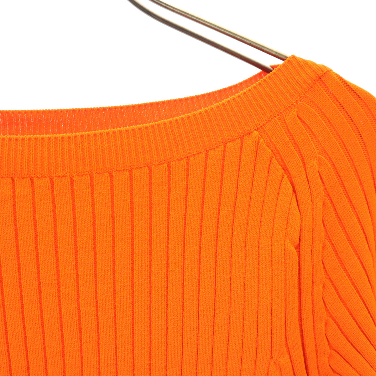 GUCCI グッチ イタリア製 7分袖 ボートネック リブ ニット S オレンジ 371111 レディース