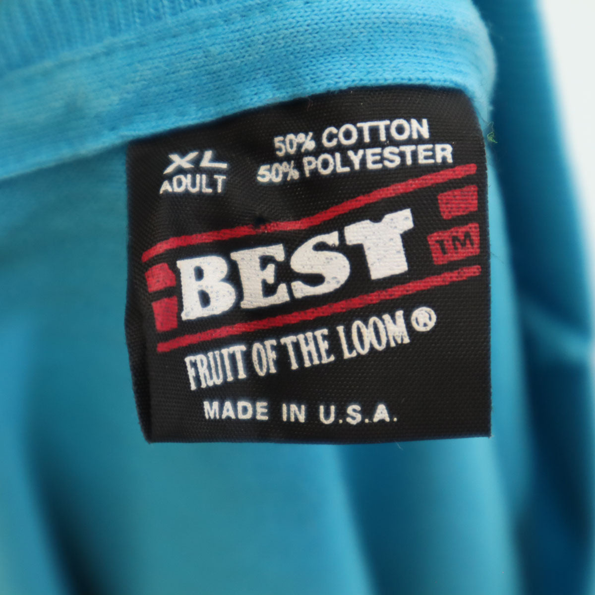 FRUIT OF THE LOOM BEST フルーツオブザルーム ベスト 90s USA製 オールド オレゴン・トレイル 150周年記念 半袖 Tシャツ XL 水色 シングルステッチ アニマル柄 牛 メンズ