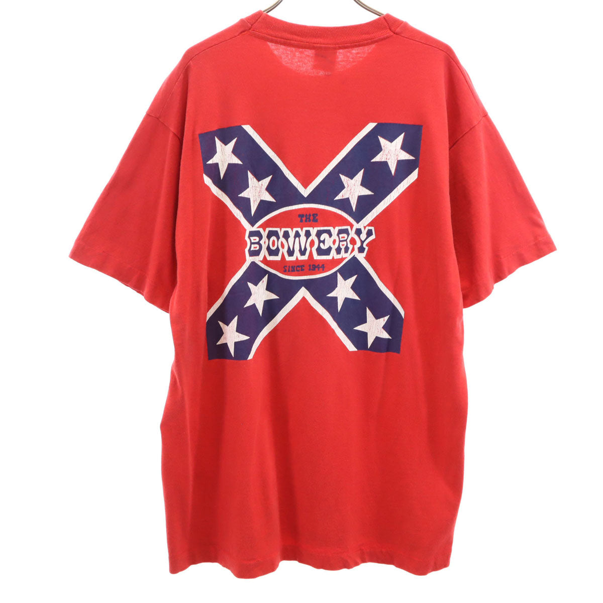 FRUIT OF THE LOOM フルーツオブザルーム 90s USA製 オールド バックプリント BOWERY 半袖 Tシャツ L レッド シングルステッチ メンズ