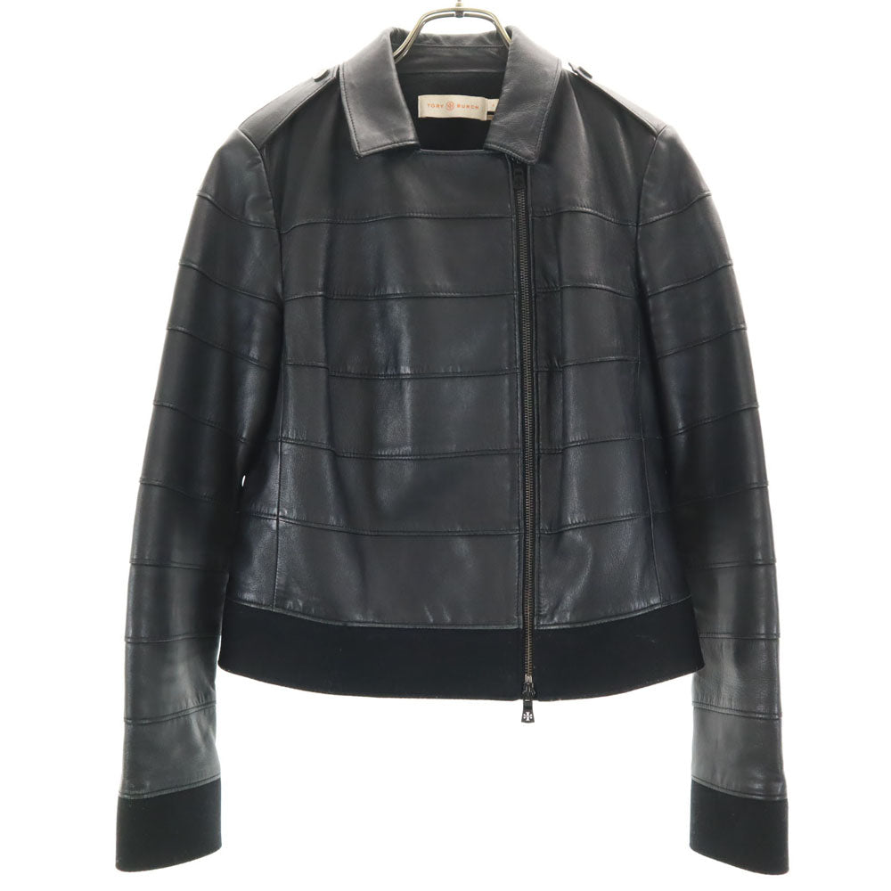Tory Burch トリーバーチ 羊革 レザー ダブルライダースジャケット 4 ブラック レディース