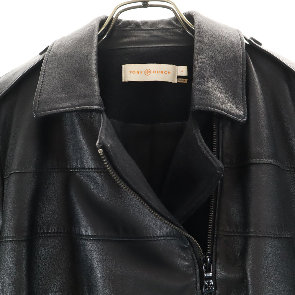 Tory Burch トリーバーチ 羊革 レザー ダブルライダースジャケット 4 ブラック レディース